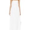 Women Detachable Strap Dress Strapless Smocked Bodice Maxi Dress Pockets Long Swing Flowy Beach Sundress 373