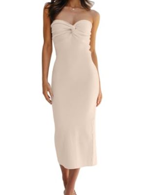 Knitted Dresses Twisted Front Bodycon Dress with Back Slit