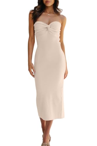 Knitted Dresses Twisted Front Bodycon Dress with Back Slit