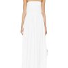 Women Detachable Strap Dress Strapless Smocked Bodice Maxi Dress Pockets Long Swing Flowy Beach Sundress 373