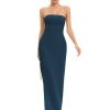 Women's Strapless Maxi Dress Side Slit Tube Top Bodycon Dresses Sleeveless Off Shoulder Backless Cocktail Dress 295