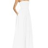 Women Detachable Strap Dress Strapless Smocked Bodice Maxi Dress Pockets Long Swing Flowy Beach Sundress 373