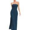 Women's Strapless Maxi Dress Side Slit Tube Top Bodycon Dresses Sleeveless Off Shoulder Backless Cocktail Dress 295