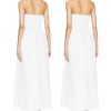 Women Detachable Strap Dress Strapless Smocked Bodice Maxi Dress Pockets Long Swing Flowy Beach Sundress 373