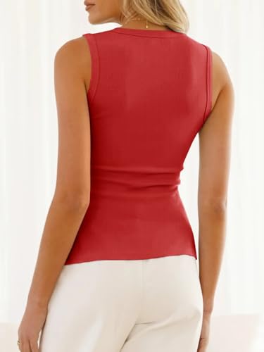 3119CZNQLhL.jpg Womens Button Down Tank Tops Summer Sleeveless Vest Tops Trendy Ribbed Fitted Going Out Shirts