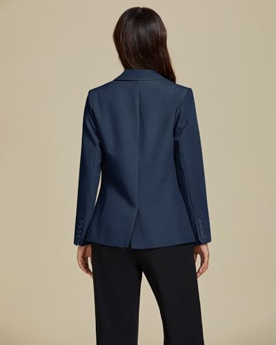 Dressy Blazers for Women Button Long Sleeve Lapel Business Casual Outfits Office Work Suit Blazer with Pockets