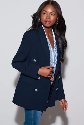 Womens Double Breasted Blazer Jackets Casual Blazers Open Front Long Sleeve Lapel Collar Work Office Jackets Blazer