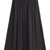 Women's Black Sleeveless Strapless Embroidery Slim Fit Dress Casual Summer Beach Vacation Dresses