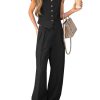 Women's 2 Piece Outfits V Neck Pants Sets Crop Vest Blazer and Wide Leg Suit