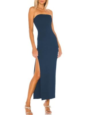Women's Strapless Maxi Dress Side Slit Tube Top Bodycon Dresses Sleeveless Off Shoulder Backless Cocktail Dress 295