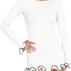Womens Ruffle Long Sleeve Mini Dress Bodycon Boat Neck Ribbed Knit Sweater Dresses Elegant Outfits