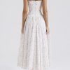 Women's Casual Bohemian Floral Printed Strapless Backless Beach Party A-Line Flowy Long Maxi Dress Summer