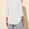 Womens 3/4 Sleeve Tunic Tops Square Neck Pleated Summer Blouses Dressy Casual Loose Fit T Shirts
