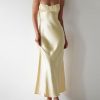 Satin Spaghetti Strap Backless Ruched Twist Cocktail Dresses for Women Silk Open Back Cut Out Midi Dress Wedding Guest