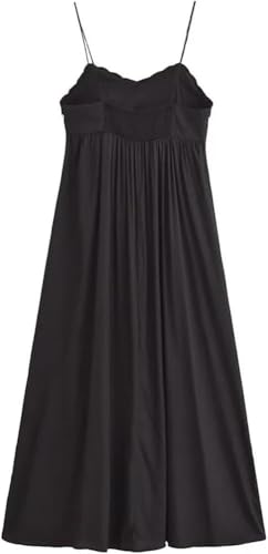 Women's Black Sleeveless Strapless Embroidery Slim Fit Dress Casual Summer Beach Vacation Dresses