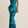 Womens Summer Printed Tube Maxi Dress Strapless Bodycon Sleeveless Night Out Long Dresses