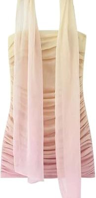 Women's Gradient Tie Dye Halter Scarf Dress Strapless Backless Ruched Summer Party Bodycon Dresses