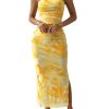 Women's Summer Strapless Dresses 2025 Maxi Bodycon Tube Top Dress Floral Beach Vacation Clothes for Women