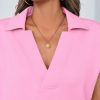 Womens V Neck Polo Shirts Short Sleeve Business Casual Tops Loose Fit Summer Tees