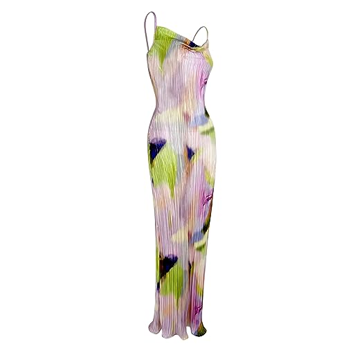 Cowl Neck Dress Sexy Strap Shoulder Pleated Maxi Dresses Summer Wedding Guest Dresses for Women