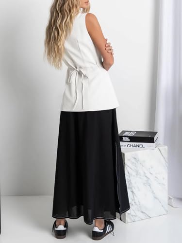 Womens Button Down Suit Vests Casual Business V Neck Waistcoat Tops Summer Fitted Work Office Sleeveless Blazer