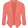 Lightweight Open Front Cardigan Classic Ruched Sleeve Work Office Blazer Suit Jackets