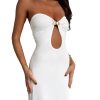 Women's Elegant Strapless Vacation Maxi Dress Sexy Gold Shell Cut Out Bodycon Dress Beach Party Cocktail Dress