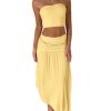 Two Piece Skirt Set for Women - 2 PC Summer Beach Vacation Outfits Going Out Strapless Tube Crop Tops Boho Maxi Skirts Sets