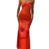 31TIfC58SaL.jpg Women's Floral Twist Front Mesh Tube Dress Elegant Strapless Fishtail Maxi Dresses