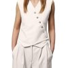 Womens Waistcoat Vest Sleeveless Blazers V Neck Button Up Asymmetrical Hem Work Office Suit Vests