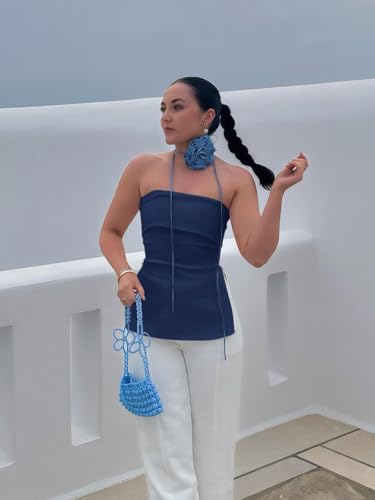 Womens Strapless Tube Tops Fitted Ribbed Knit Y2K Going Out T Shirts Summer Side Zipper Backless Bandeau Tops
