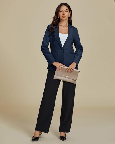 Dressy Blazers for Women Button Long Sleeve Lapel Business Casual Outfits Office Work Suit Blazer with Pockets
