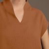 Womens Summer Cap Sleeve Blouse V Neck Casual Dressy Work Tops Loose Fit Elegant Textured Shirts