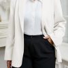 Womens Plus Size Casual Blazers Open Front Long Sleeve Work Office Suit Jackets White