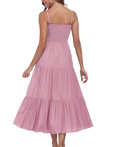 Women's Summer Maxi Dress Casual Boho Sleeveless Strapless Smocked Tiered Long Sun Dresses