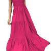 Women Strapless A Line Maxi Dress Tube Top Backless Casual Summer Dress