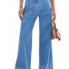 Womens Wide Leg Jeans High Waisted Stretchy Baggy Loose Denim Casual Pants with Pockets