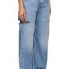 Womens High Waisted Baggy Jeans Side Cut Out Wide Leg Stretchy Trendy Denim Pants with Pockets