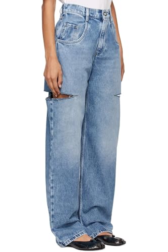 Womens High Waisted Baggy Jeans Side Cut Out Wide Leg Stretchy Trendy Denim Pants with Pockets