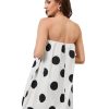 Women’s Polka Dot Bubble Mini Dress Strapless Backless Loose Fit Tube Dress Elegant Pleated Elastic Beach Dress