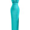 Women's Summer Cut Out Maxi Tube Top Dress Strapless High Split Bodycon Beach Vacation Dresses