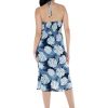 Matchable Couple Hawaiian Luau Shirt or Butterfly Dress in Pacific Palm Navy