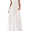 Women's Smocked Maxi Dresses 2025 Summer Beach Sundress Casual Spaghetti Strap Swing A Line Long Flowy Dress