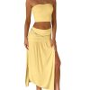Two Piece Skirt Set for Women - 2 PC Summer Beach Vacation Outfits Going Out Strapless Tube Crop Tops Boho Maxi Skirts Sets