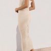 Women's Ribbed Maxi Bodycon Dress Summer Strapless Tube Y2K Party Club Long Dresses