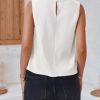 Womens Mock Neck Satin Tank Tops Business Casual Work Ruched Blouses Summer Corporate Outfits