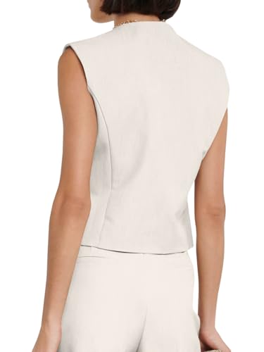 Womens Waistcoat Vest Sleeveless Blazers V Neck Button Up Asymmetrical Hem Work Office Suit Vests