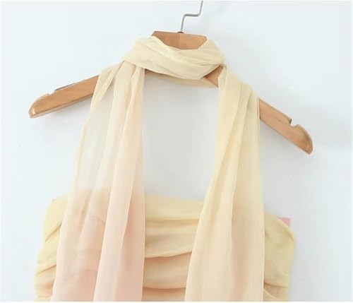 Women's Gradient Tie Dye Halter Scarf Dress Strapless Backless Ruched Summer Party Bodycon Dresses