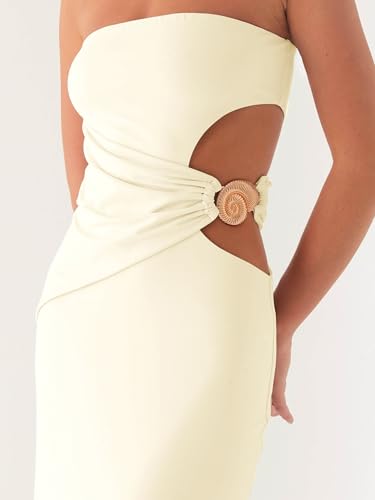 Cut Out Maxi Tube Dresses for Women Sexy Y2k Strapless Backless Bodycon Long Dress Summer Sleeveless Hollow Sundress
