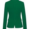 Womens Notched Lapel Pockets Button Work Office Blazer Jacket Suit